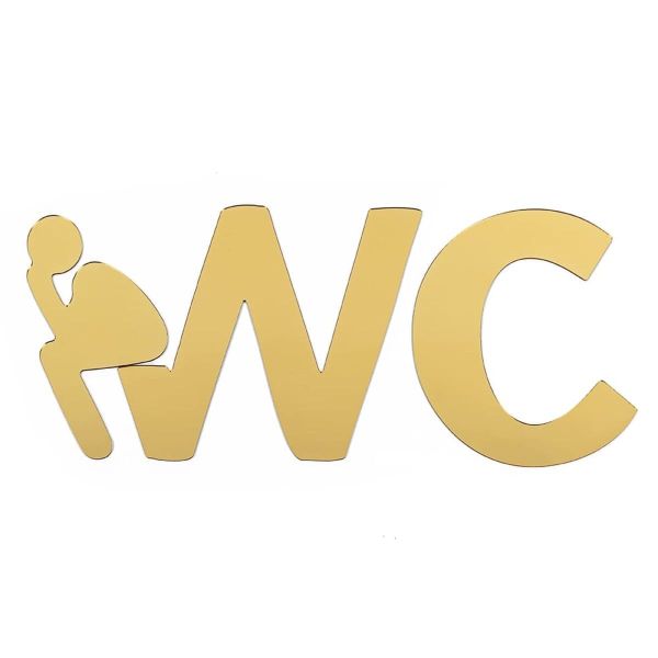 Зеркальный декор для ванной акриловый самоклеющийся WC золото 3 шт — фото, цена 179,00 грн