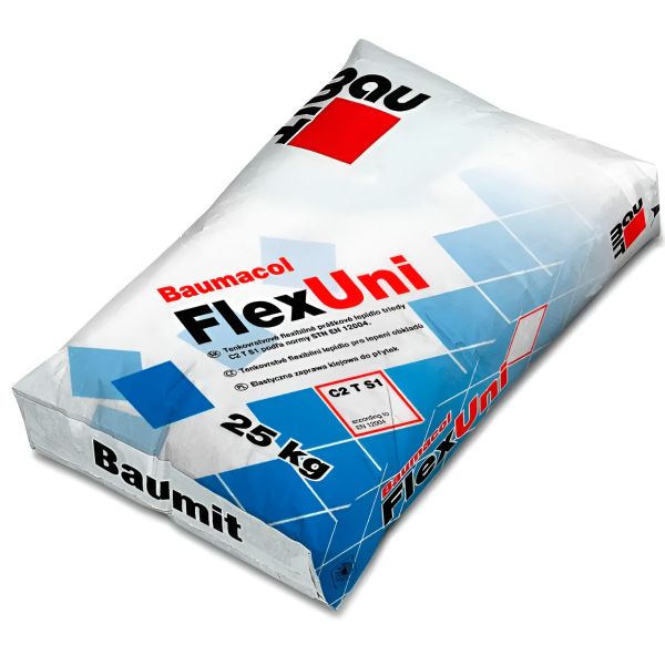 Еластична клеюча суміш для приклеювання плитки і каменю Baumit FlexUni 25 кг Baumit — фото, ціна 851,00 грн