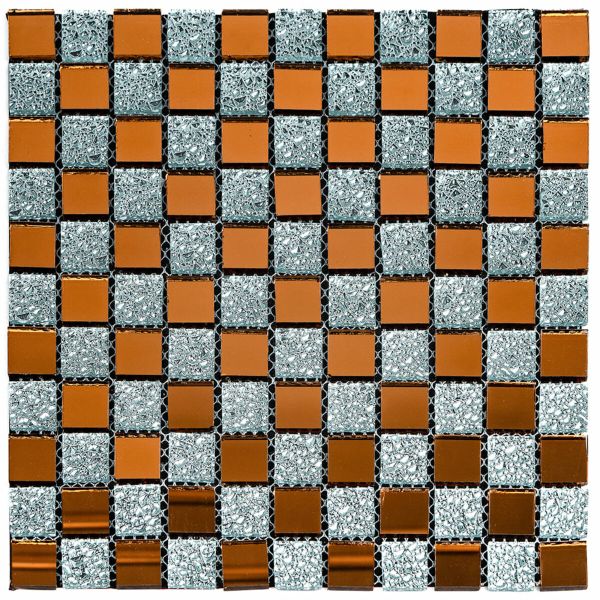 Мозаика из декоративного стекла 298х298х4,5мм Серый+оранж Sticker Wall — фото, цена 142,00 грн