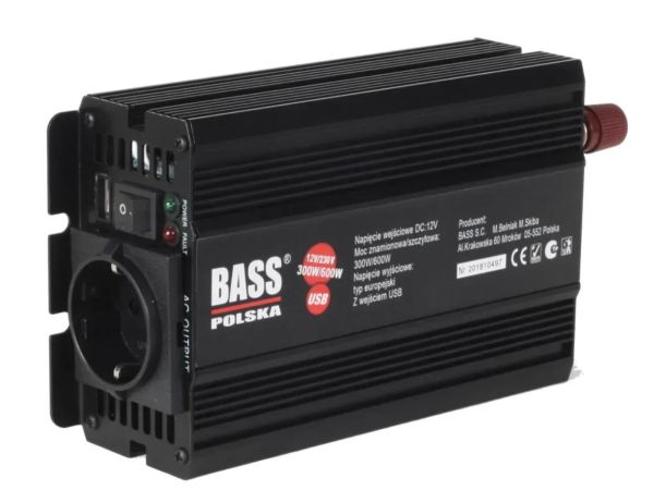Перетворювач напруги 600 Вт з повною синусоїдою Bass Polska 5009 інвертор 12В 230 В Bass Polska — фото, ціна 2850,00 грн