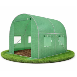 Садова теплиця 4 м² (2 × 2 × 2 м) з вікнами, армована плівка UV-4, Зелена
