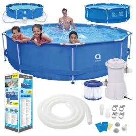 Каркасний садовий басейн Avenli (360 х 76 см) круглий, для дорослих та дітей, Синій