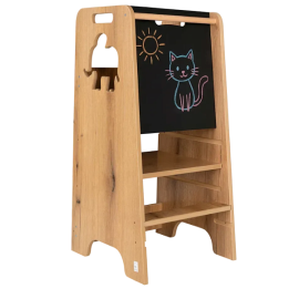Дитячий кухонний стілець (вежа) Монтессорі з дошкою для малюваня крейдою,Коричневий