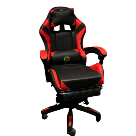 Геймерское кресло Primaveo с эргономичными подушками и выдвижной подставкой для ног, Черный/Красный