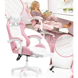 Детское геймерское кресло G892 с подушками и подставкой для ног, Розовое