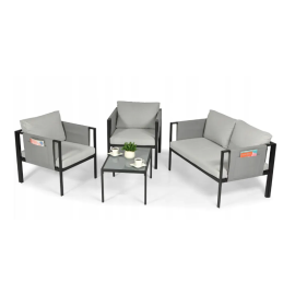 Комплект садовой мебели IBIZA eDomator на 4 человека, металлический, с серыми подушками