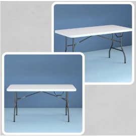 Садовый складной стол чемодан (180×75 х 77 см) из стали и пластика, белый