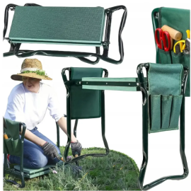 Садовый складной стул-коленник 3в1+2 органайзера (сумки для инструментов)