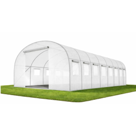 Садова теплиця 24 м² (8 х 3 х 2 м) з армованою плівкою UV-4, з вікнами, Прозора