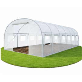 Садова теплиця 18 м² (6 х 3 х 2 м) з армованою плівкою UV-4, з вікнами, Біла