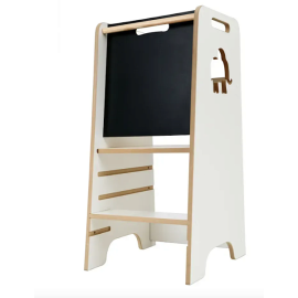 Дитячий кухонний стілець (вежа) Монтессорі з дошкою для малювання крейдою, для дітей до 50 кг, Білий