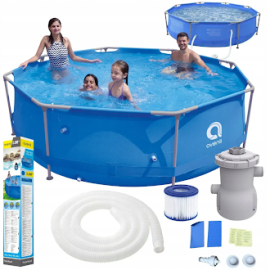 Каркасний садовий басейн Avenli (305 х 76 см) круглий, для дорослих та дітей, Синій