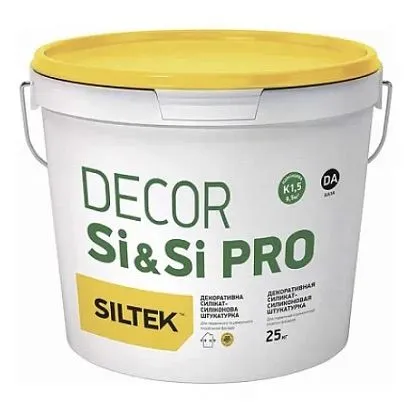 Siltek Decor Si&Si Pro Штукатурка декоративная силикат-силиконовая, камешковая 1,5 мм, база DА (25 кг) Siltek — фото, цена 2024,00 грн