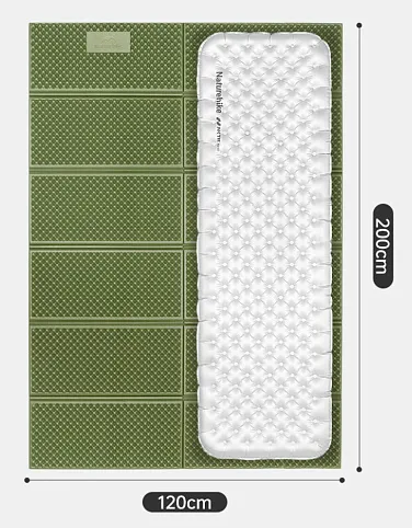 Килимок складаний подвійний IXPE Naturehike CNK2450WS044, алюмінієва плівка, 200x120х1,8 см — фото, ціна 1890,00 грн