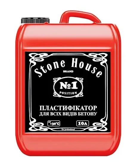 Пластифікатор для всіх видів бетону №1 STONEHOUSE 10 л — фото, ціна 445,00 грн