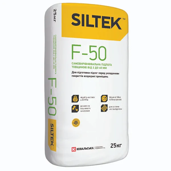 Суміш самовирівнююча Siltek F-50 25 кг Siltek — фото, ціна 394,00 грн