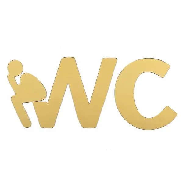 Зеркальный декор для ванной акриловый самоклеющийся WC золото 3 шт — фото, цена 179,00 грн