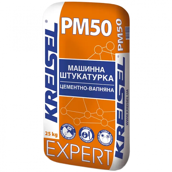 PM50 EXPERT Машинная штукатурка цементно-известковая, 8-25 мм (25 кг) Kreisel — фото, цена 172,75 грн