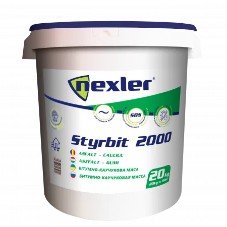 Бітумно-каучукова мастика на водній основі, клей для пінополістиролу NEXLER STYRBIT 2000, 20 кг — фото, ціна 2100,00 грн
