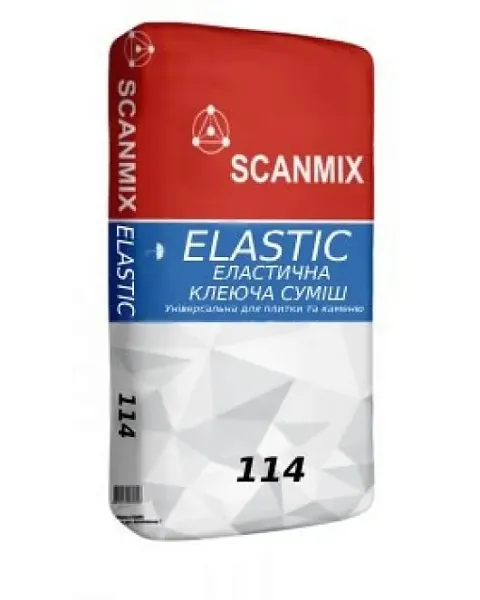114 SСANMIX ELASTIK (25кг) Суміш клеюча еластична SCANMIX — фото, ціна 244,00 грн