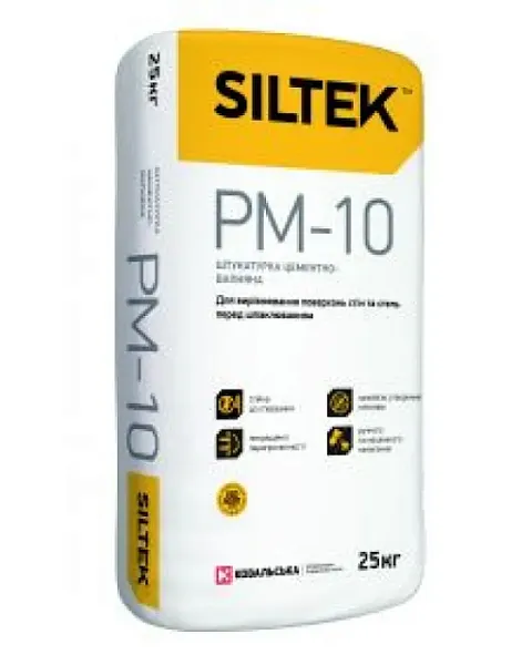 РМ-10 Grey Штукатурка цементно-вапняна, маш. (25кг) SILTEK Siltek — фото, ціна 192,00 грн