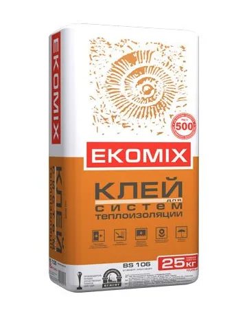 Клей EKOMIX для приклеювання та армування мінераловатних та пінополістирольних плит, 25 кг. — фото, ціна 168,00 грн