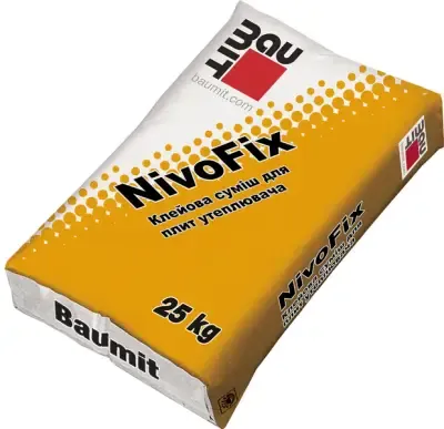 Фасадний клей для плит з пінополістиролу та мінеральної вати Baumit NivoFix, 25 кг — фото, ціна 115,00 грн