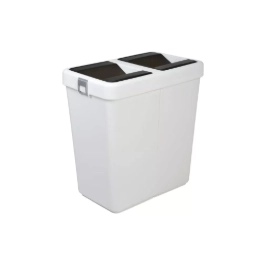 Відро для сміття подвійне 14+14л пластикове біле, з поворотною кришкою