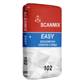 102 SCANMIX EASY (25кг) - Суміш клеюча — Купити Будівельний клей — для пінопласту, гіпсокартону, газоблоку, плитки