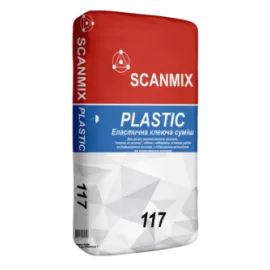 117 SCANMIX PLASTIC FLEXIBLE (25кг) - Суміш еластична клеюча — Купити Будівельний клей — для пінопласту, гіпсокартону, газоблоку, плитки