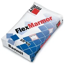 Клеюча суміш для приклеювання плитки з природного і штучного каменю Baumit FlexMarmor біла еластична 25 кг