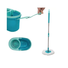 Набір для прибирання: відро на колесах, з ручкою на 17л, швабра та моп круглий