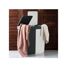 Корзина для білизни подвійна 40+40л антрацит/білий