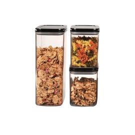 Набір акрилових контейнерів Maximum Plus (3шт) з кришкою чорного кольору 2шт -1,1л, 1шт - 2,25л