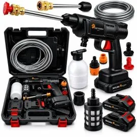 Акумуляторна мийка високого тиску LEO TOOLS 36V + 2 акумулятори (Польща) — Купити Автотовари — автопилососи, троси, каністри, пускозарядні та зарядні пристрої, акумуляторні мийки