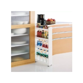 Полиця-органайзер чотирьохярусна на колесах пластикова, 49,5*14*101см