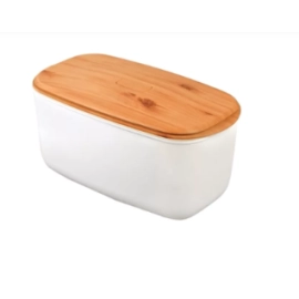 Контейнер для хліба з бамбуковою кришкою, білий