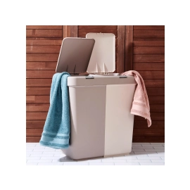 Корзина для білизни подвійна 40+40л бежевий/молочний