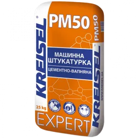 PM50 EXPERT Машинна штукатурка цементно-вапняна, 8-25 мм (25 кг) — Купити Штукатурка – якісне оздоблення стін та стель
