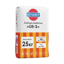 Клей для газобетона GB-1, 25кг BIYANIT — Купить Строительные смеси - штукатурка, скворечница, цемент, грунтовка.