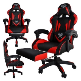 Кресло геймерское из экокожи с подставкой для ног Dunmoon (Red)