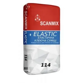 114 SСANMIX ELASTIK (25кг) Суміш клеюча еластична — Купити Будівельний клей — для пінопласту, гіпсокартону, газоблоку, плитки
