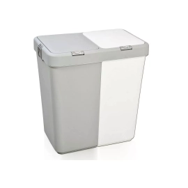 Корзина для білизни подвійна 40+40л біла/сіра