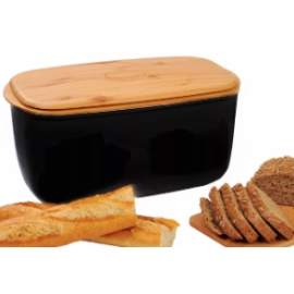 Контейнер для хліба з бамбуковою кришкою, чорний