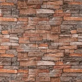 Самоклеющийся 3D панель 770x700x3мм Коричнево-рыжий кирпич — Купить Панелі декоративні