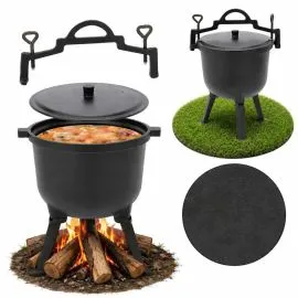 Туристичний чавунний казан 11 л Garden Line на 3 ніжках з кришкою та ручкою для перенесення (Польща) — Купити Товари для дому та саду — меблі, теплиці, садові обприскувачі